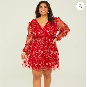 ARULA Red Floral Mini Dress